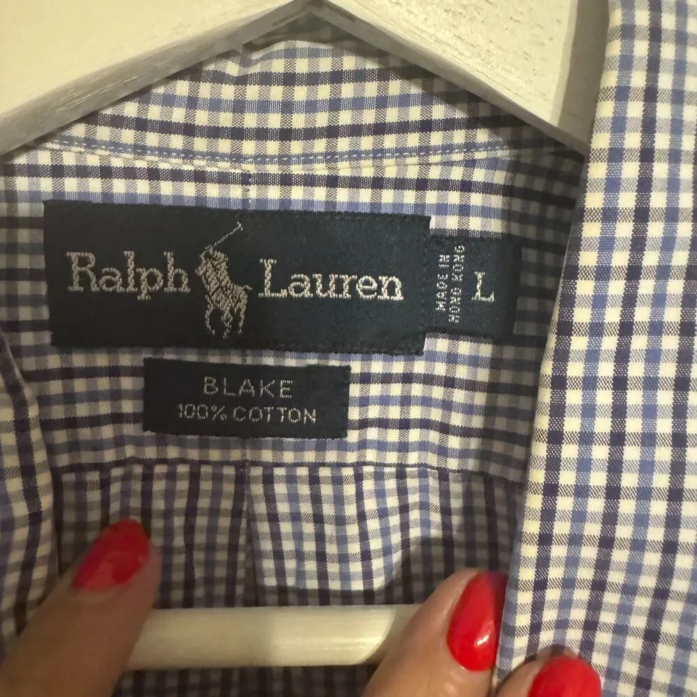 VTG RALPH LAUREN‎ BLAKE COTTON BUTTON DOWN BUSINESS CASUAL SZ L